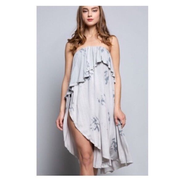 HAND-DIP Tunic w/ Asymmetrical Hem & Dye - Picture 4 of 15